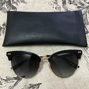 Gucci Women's 4283S 4283/S Fashion Cat Eye Sunglasses Black & Gold 55-18-140